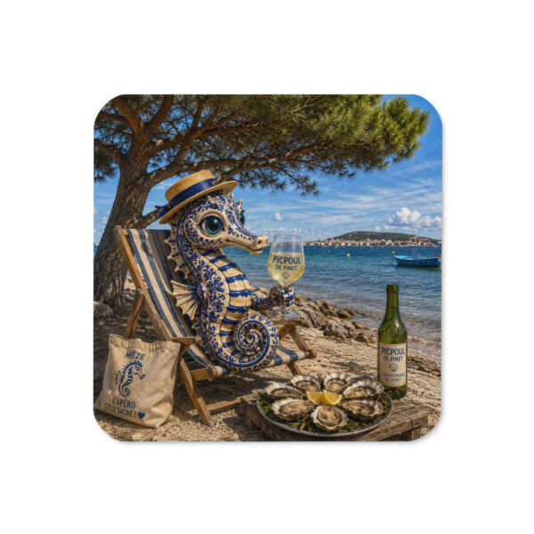 Dessous de verre Mèze – Hector l’Hippocampe à l’apéro
