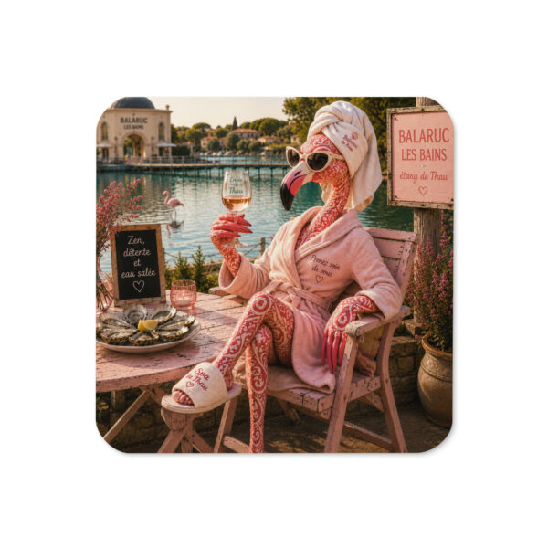 Dessous de verre Balaruc-les-Bains – Flora le Flamant Rose à l’apéro