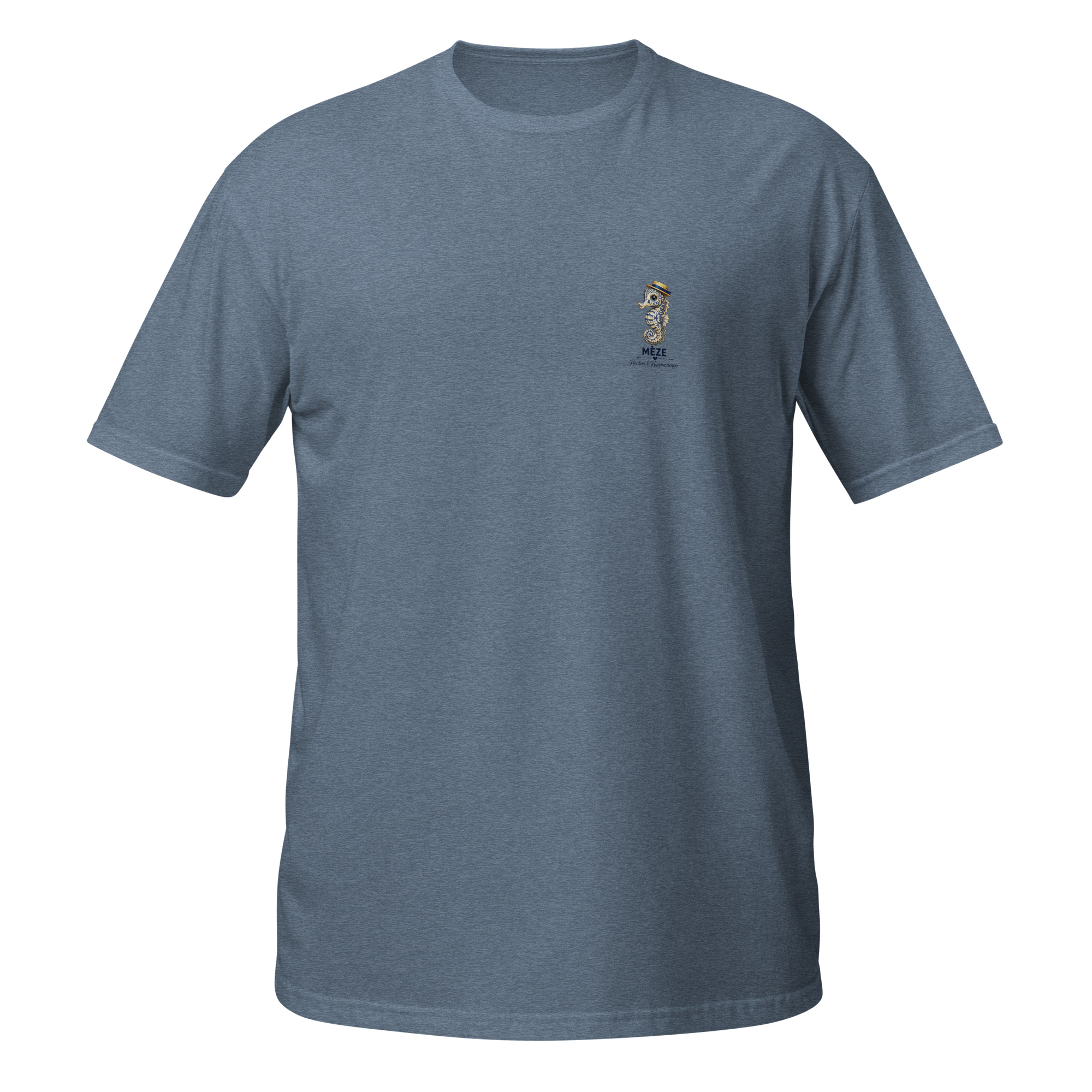 T-shirt Hector de Mèze – Petit motif côté cœur - Bleu indigo chiné (Heather indigo )